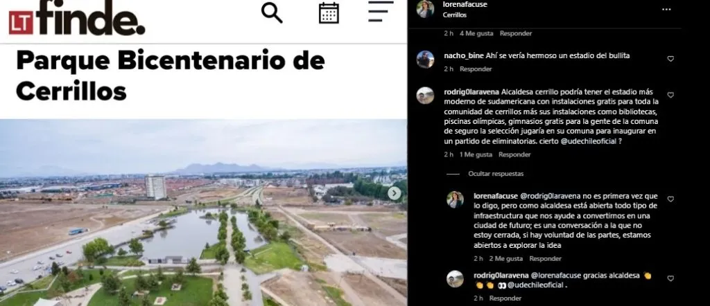 Alcaldesa de Cerrillos de nuevo entusiasma a hinchas de la U (Instagram)