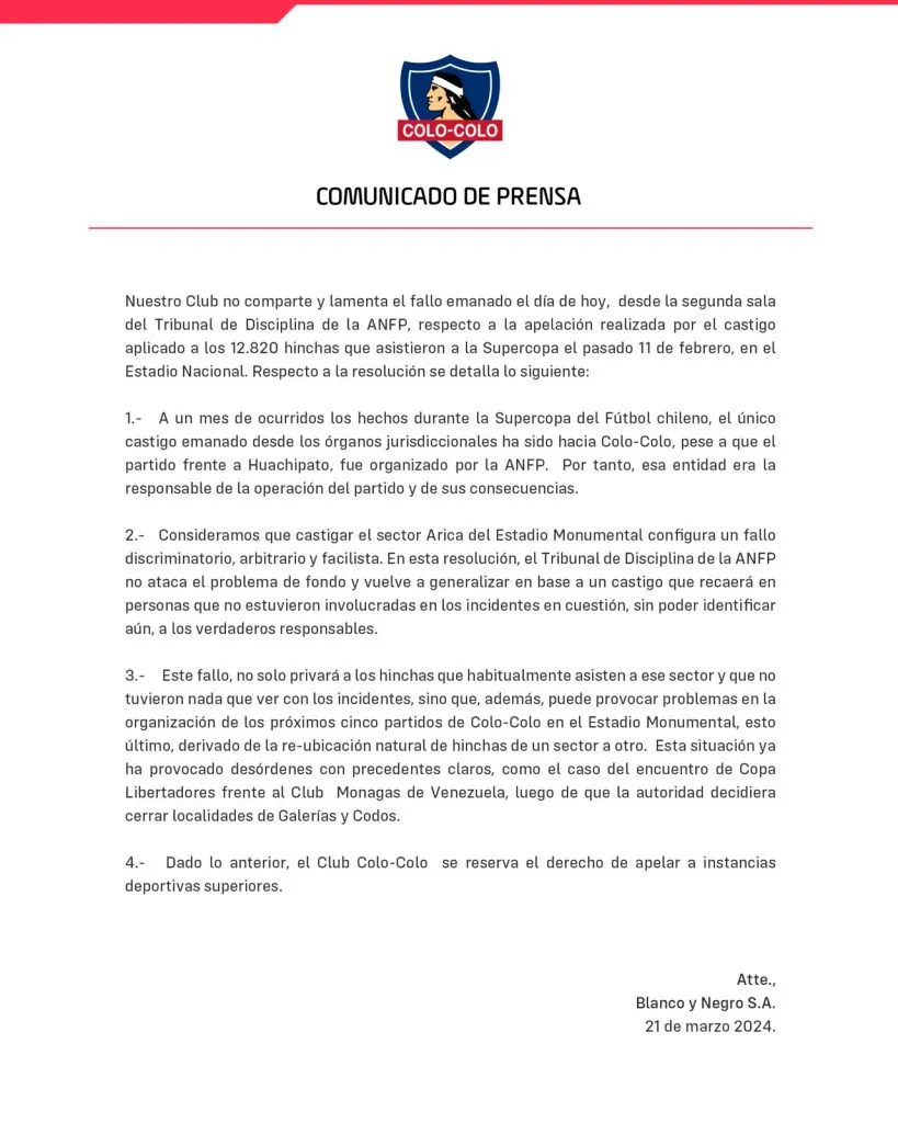 Blanco y Negro emite comunicado tras fallo de la Segunda Sala.