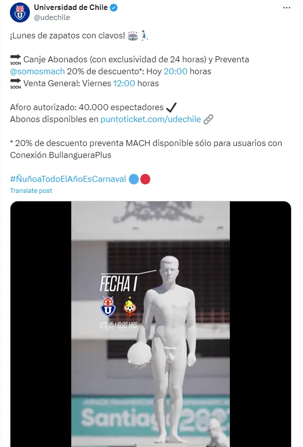 Universidad de Chile inicia venta de entradas para su partido ante Cobresal.