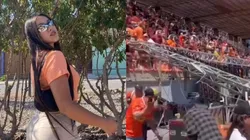 Una pantalla gigante cayó sobre ella en el Estadio Zorros del Desierto.