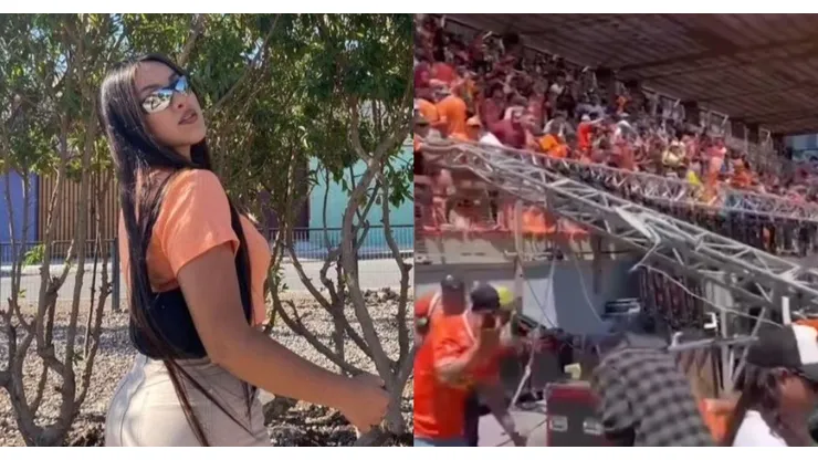 Una pantalla gigante cayó sobre ella en el Estadio Zorros del Desierto.