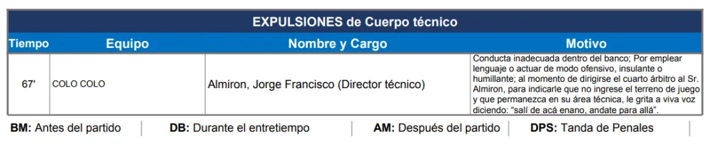Captura del informe arbitral de Manuel Vergara.