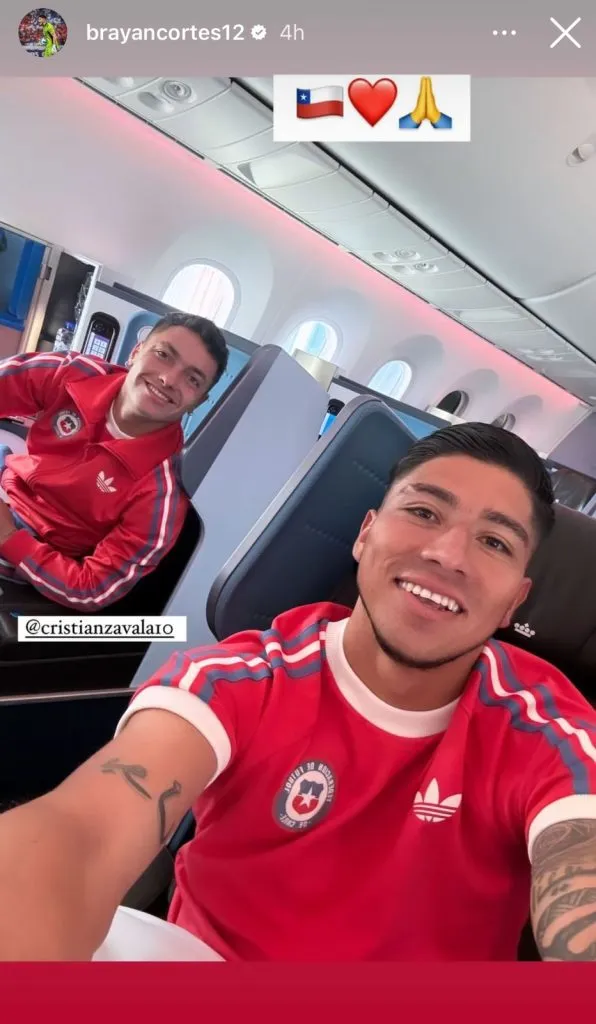 Brayan Cortés junto a Cristián Zavala rumbo a Italia para unirse a la Selección Chilena.