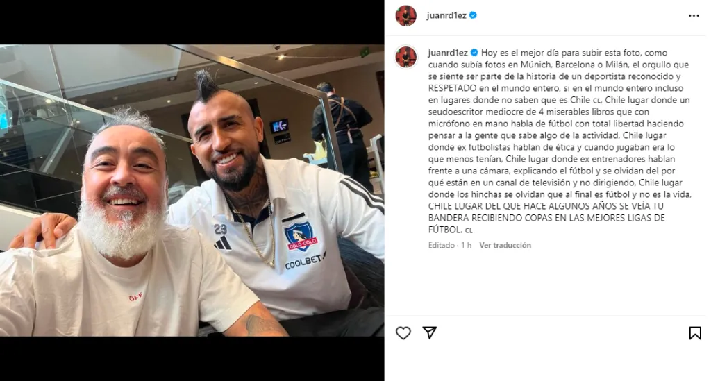 Juan Ramírez sale en defensa de Arturo Vidal.