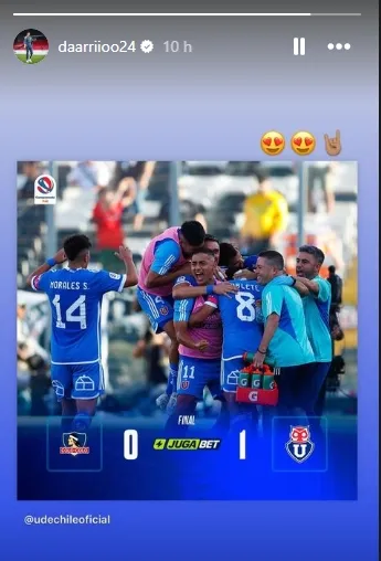 Darío Osorio festejó el triunfo de la U en el Superclásico.