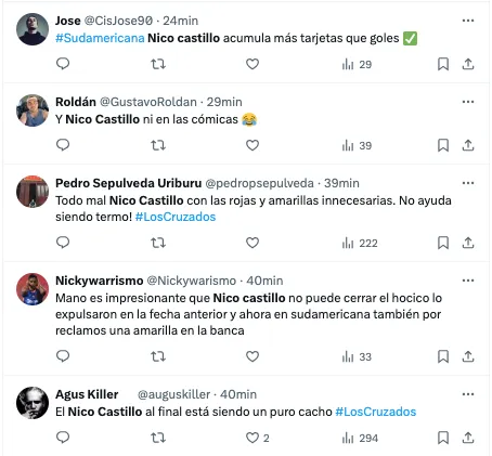 Los cruzados se lanzaron contra Castillo