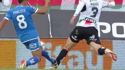 La patada de Poblete que le costó la tarjeta roja ante Palestino.