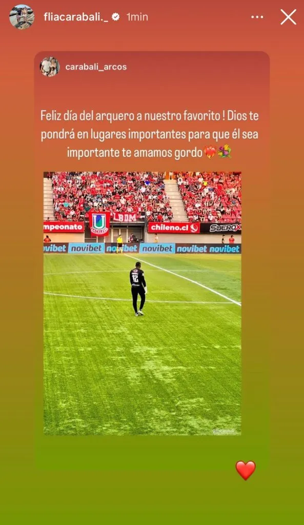 Captura de la historia de Instagram de Omar Carabalí.