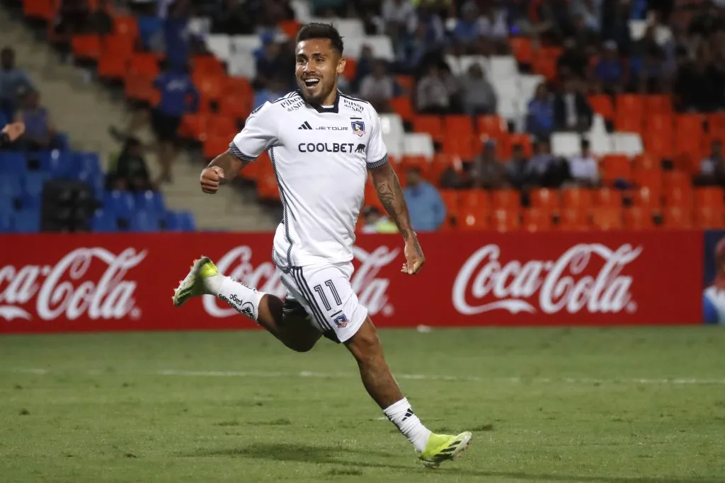 Marcos Bolados anotó ante Godoy Cruz, en el debut de Colo Colo por la Fase 2 en esta Copa Libertadores 2024. (Foto: Jonnathan Oyarzún/Photosport)