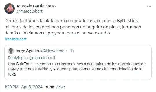 Barticciotto se refiere a la opción de que los colocolinos junten dinero para comprar acciones