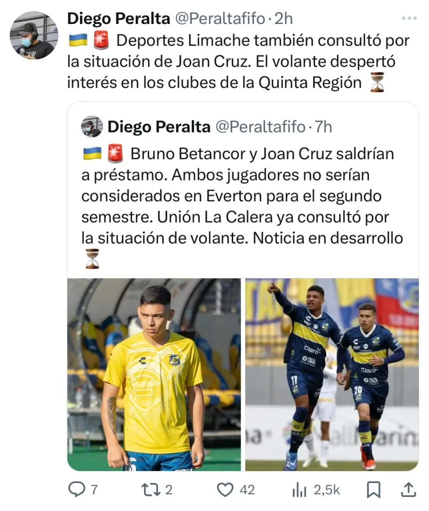 Captura de la publicación en X del periodista Diego Peralta.