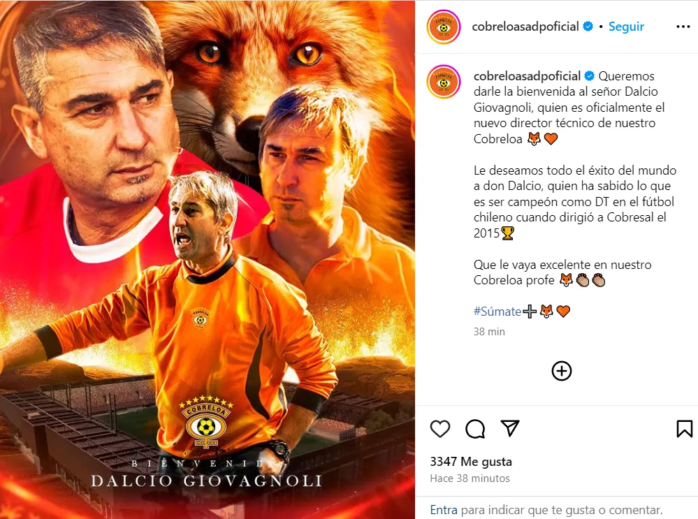 Giovagnoli llegó a Cobreloa por un contrato por seis meses. Luego, habrá una revisión de su rendimiento | FOTO: Instagram