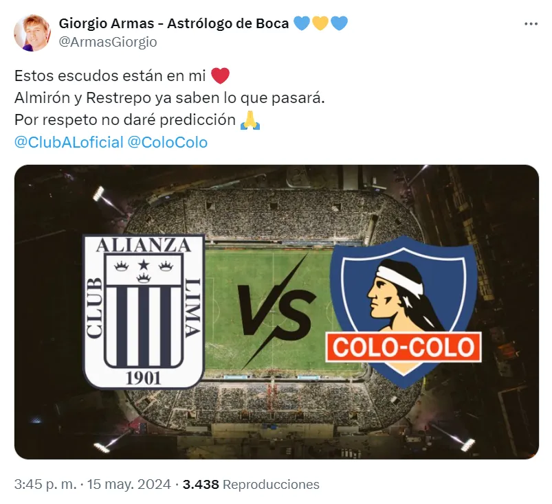 Captura de la publicación de Giorgio Armas en X.