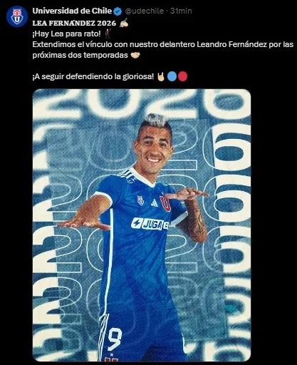 La U anuncia que Fernández renueva con el club (Captura X)
