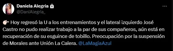 La información de Daniela Alegría (Captura X)