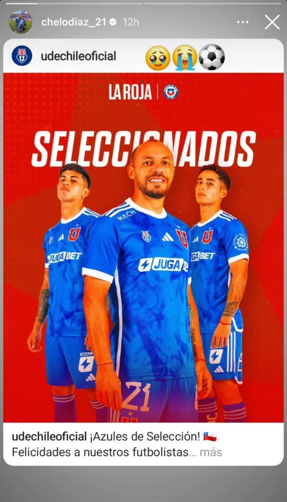 La publicación de Díaz en su cuenta de Instagram | Foto: @chelodíaz_21