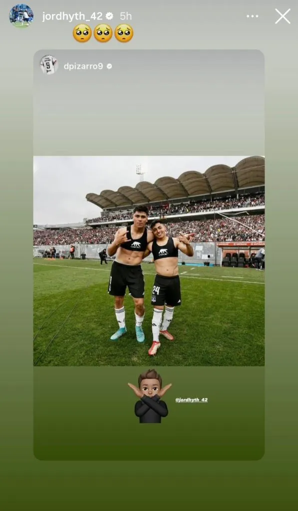 Captura de la historia de Instagram de Damián Pizarro que compartió Jordhy Thompson.