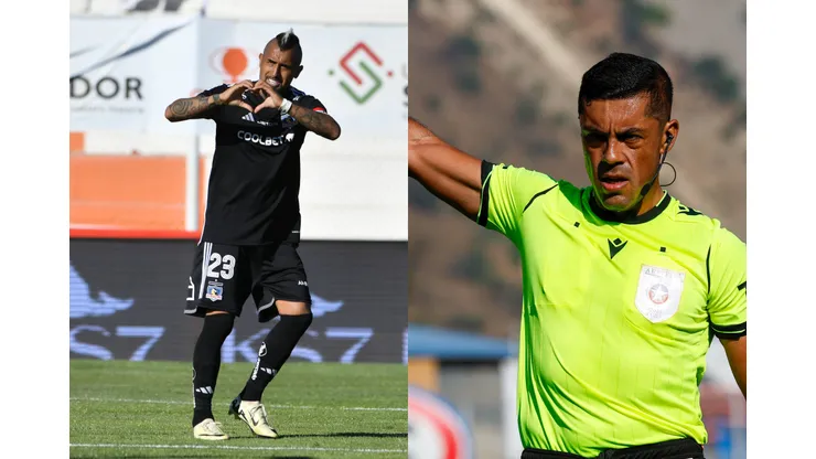 Arturo Vidal molesto con el árbitro Nicolás Gamboa.