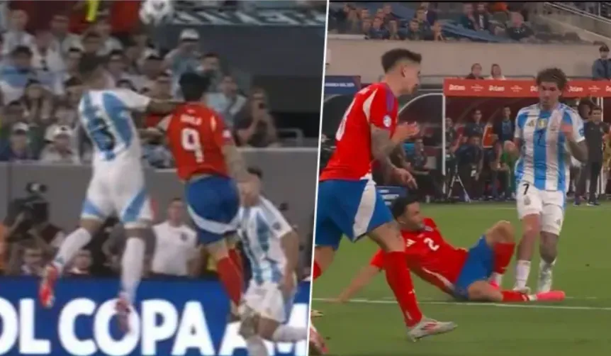 El momento exacto de las dos polémicas jugadas del triunfo de la Albiceleste ante La Roja | FOTO: Captura