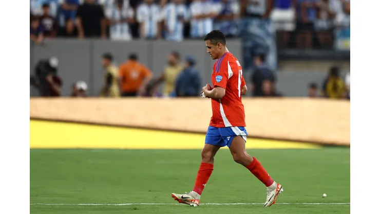 EAST RUTHERFORD, NEW JERSEY - JUNE 25: Alexis Sanchez of Chile walks out the pitch during the CONMEBOL Copa America 2024 match between Chile and Argentina at MetLife Stadium on June 25, 2024 in East Rutherford, New Jersey. (Photo by Tim Nwachukwu/Getty Images)