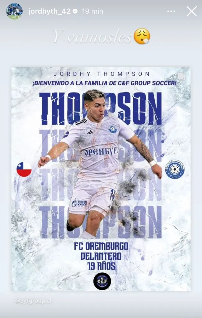 Captura de la historia de Instagram de Jordhy Thompson.