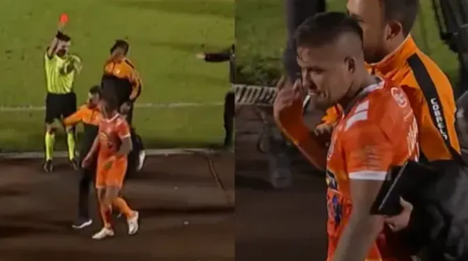 En su primer compromiso con los naranjas, el ex Colo Colo fue expulsado | FOTO: Captura