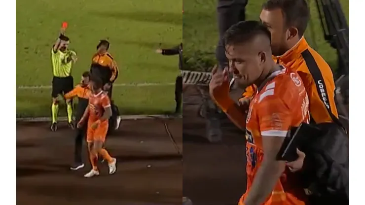 Javier Parraguez fue expulsado en su primer compromiso en Cobreloa. (Foto: Capturas TNT Sports)