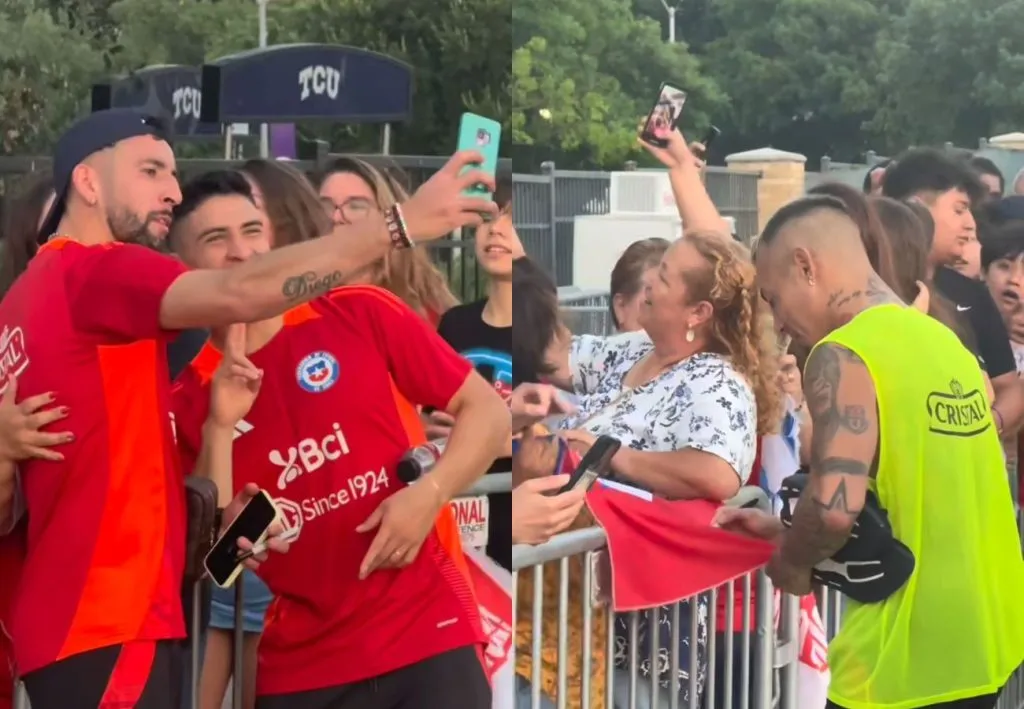 Mauricio Isla, Marcelino Núñez y Eduardo Vargas fueron algunos de los seleccionados nacionales que se acercaron a los hinchas chilenos en el campus deportivo de la Texas Christian University.