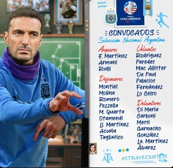 La publicación de la seelcción argentina (Captura)