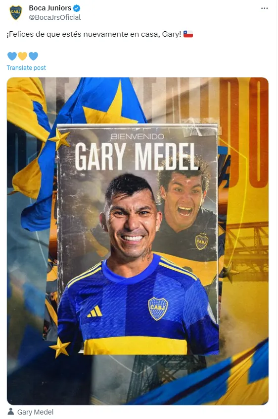Boca Juniors le da la bienvenida a Gary Medel.