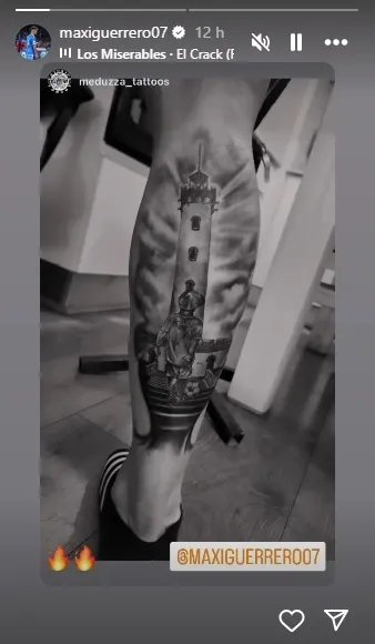 El tatuaje de Maxi Guerrero (Instagram)