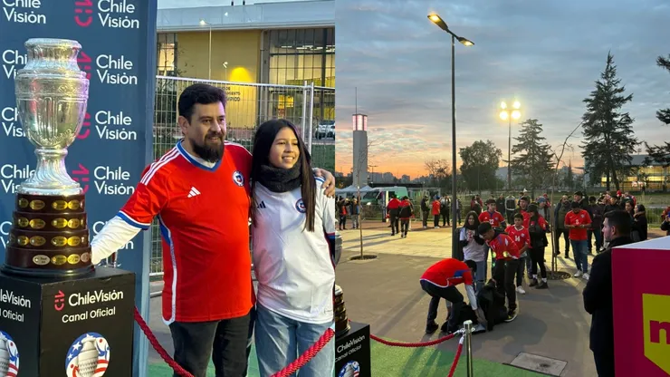 Hinchas de la Selección Chilena se toman fotos con la Copa América. (Foto: Bolavip)