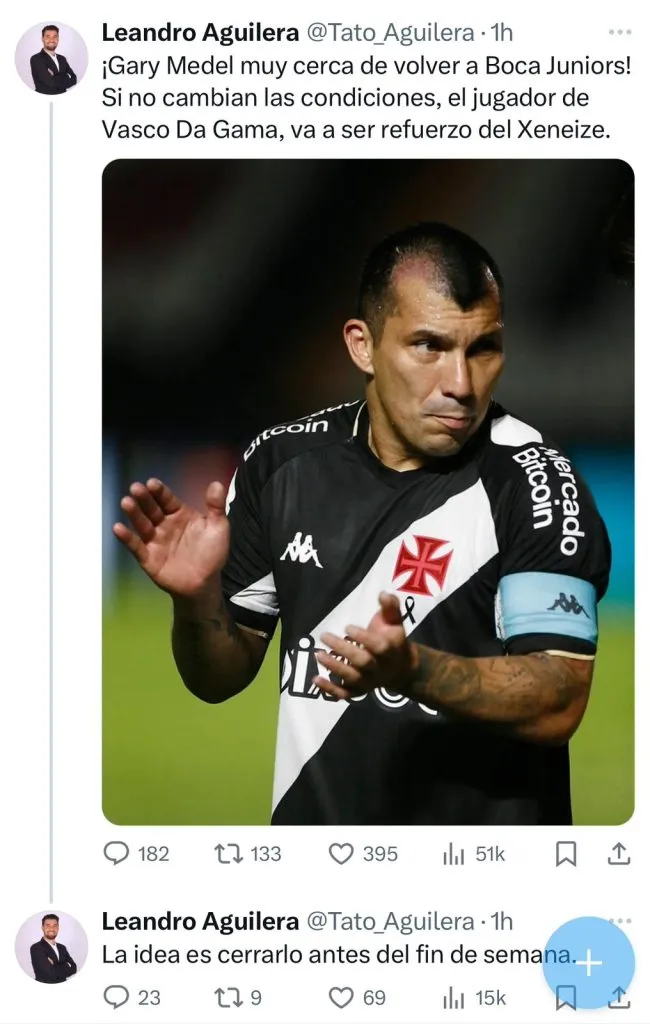 Captura de los posteos en X del periodista Leandro Aguilera.