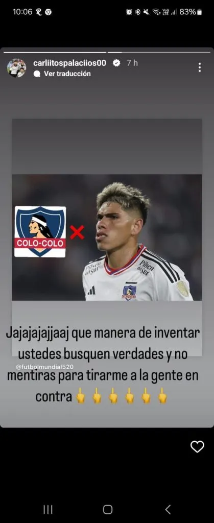 La historia de Palacios. | Foto: Instagram