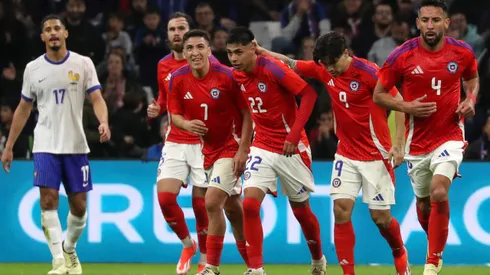 Futbol, Chile vs Francia Partido amistoso, eliminatorias al mundial 2026. El jugador de la seleccion chilena Dario Osorio, centro, celebra su gol contra Francia durante del partido amistoso disputado en el estadio Velodrome de Marsella, Francia. 26/03/2024 Manu Blondeau/AOP/SIPA/PHOTOSPORT Football, Chile vs Francia Friendly match, 2026 World cup qualifiers. Chile's player Dario Osorio, center, celebrates his goal against Francia during the friendly match held at the Velodrome stadium in Marsella, France. 26/03/2024 Manu Blondeau/AOP/SIPA/PHOTOSPORT