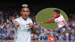 El lateral charrúa festeja con el mismo paso del ariete argentino de la U.