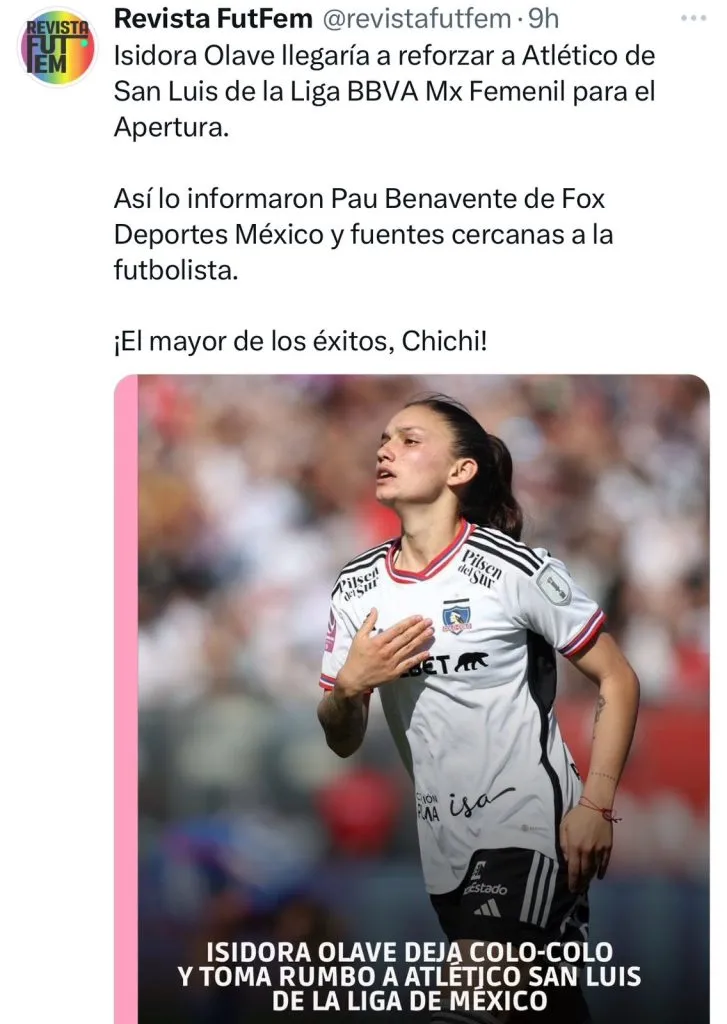 Captura de la publicación en X de la Revista FutFem.