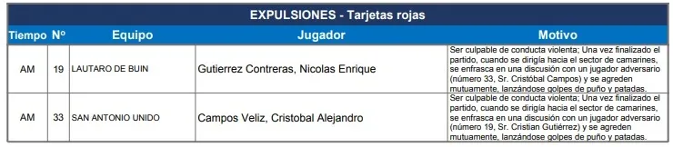 El informe del árbitro del partido entre el SAU y Lautaro (Captura)
