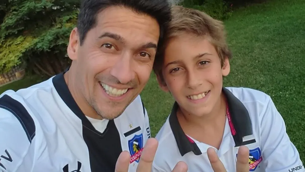 Araneda y su hijo unidos por el fanatismo colocolino.