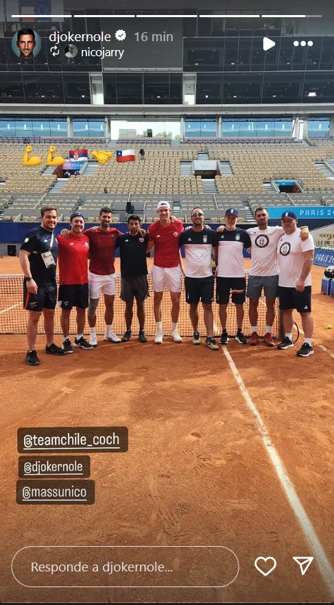 Nicolás Jarry entrenó junto a Novak Djokovic.