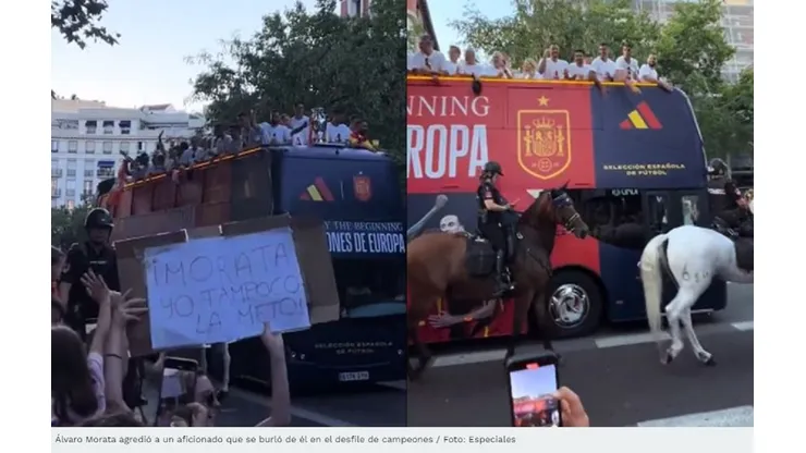 Álvaro Morata arrojó un vaso a un fan tras feroz troleo