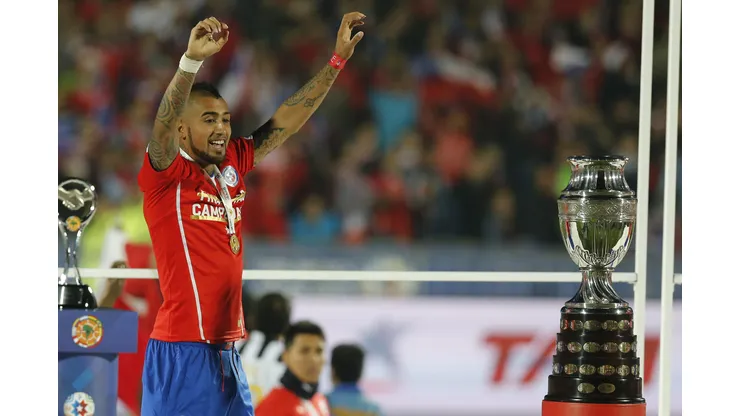 Arturo Vidal entrega un mensaje previo al final de la Copa América 2024. (Foto: Photosport)