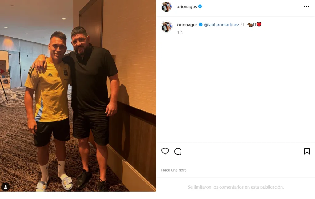 Agustin Orión subió foto junto a Lautaro Martínez.