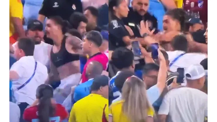 Darwin Núñez terminó a los golpes con los hinchas colombianos. (Foto: Captura)