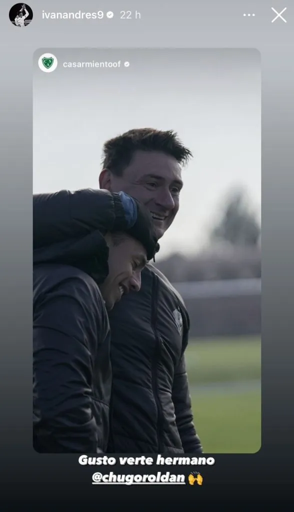Captura de la historia de Instagram de Iván Morales en la que aparece junto a Hugo Roldán.