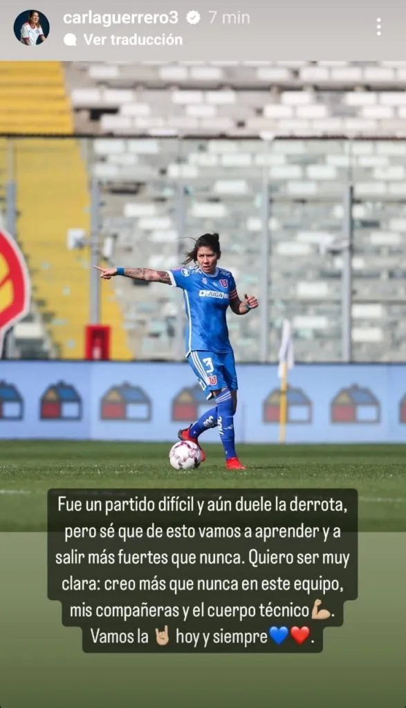 El mensaje de Carla Guerrero tras la caída de Universidad de Chile.