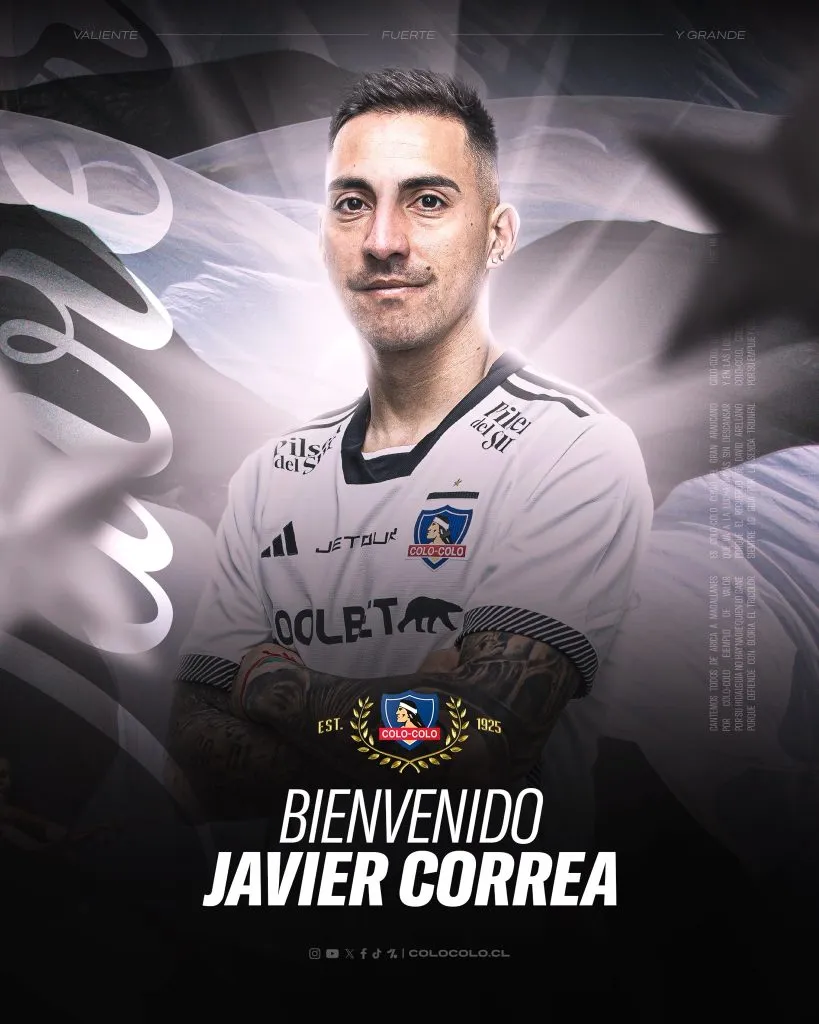 Javier Correa en su presentación con Colo Colo. (Foto: @ColoColo)