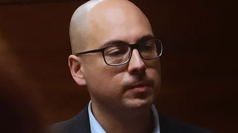 Nicolás López en el Centro de Justicia.