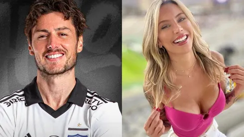 Marco Rojas, de Colo Colo, y la panelista de TNT Sports Renata Almada.