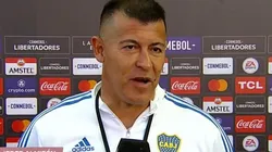 Jorge Almirón dialogó en la antesala del partido en el Monumental.